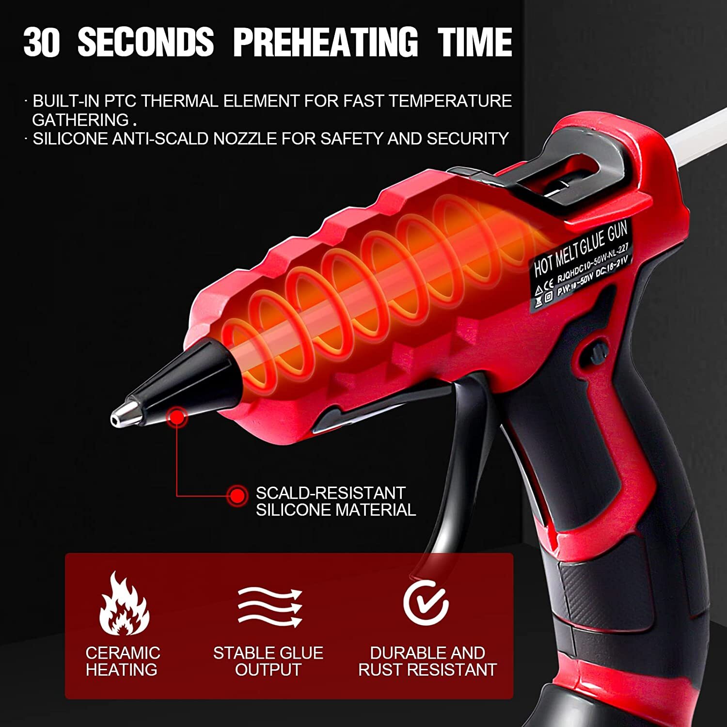 Cordless Hot Melt Glue Gun For Crafts & DIY Art For Milwaukee 18V Li-ion Battery