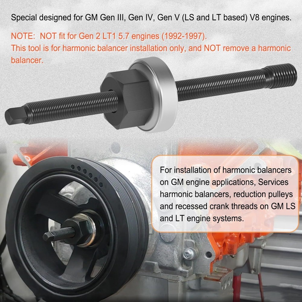 For GM'S LS & LT V8 Engine Systems 15088 LS Harmonic Balancer Installer Kit