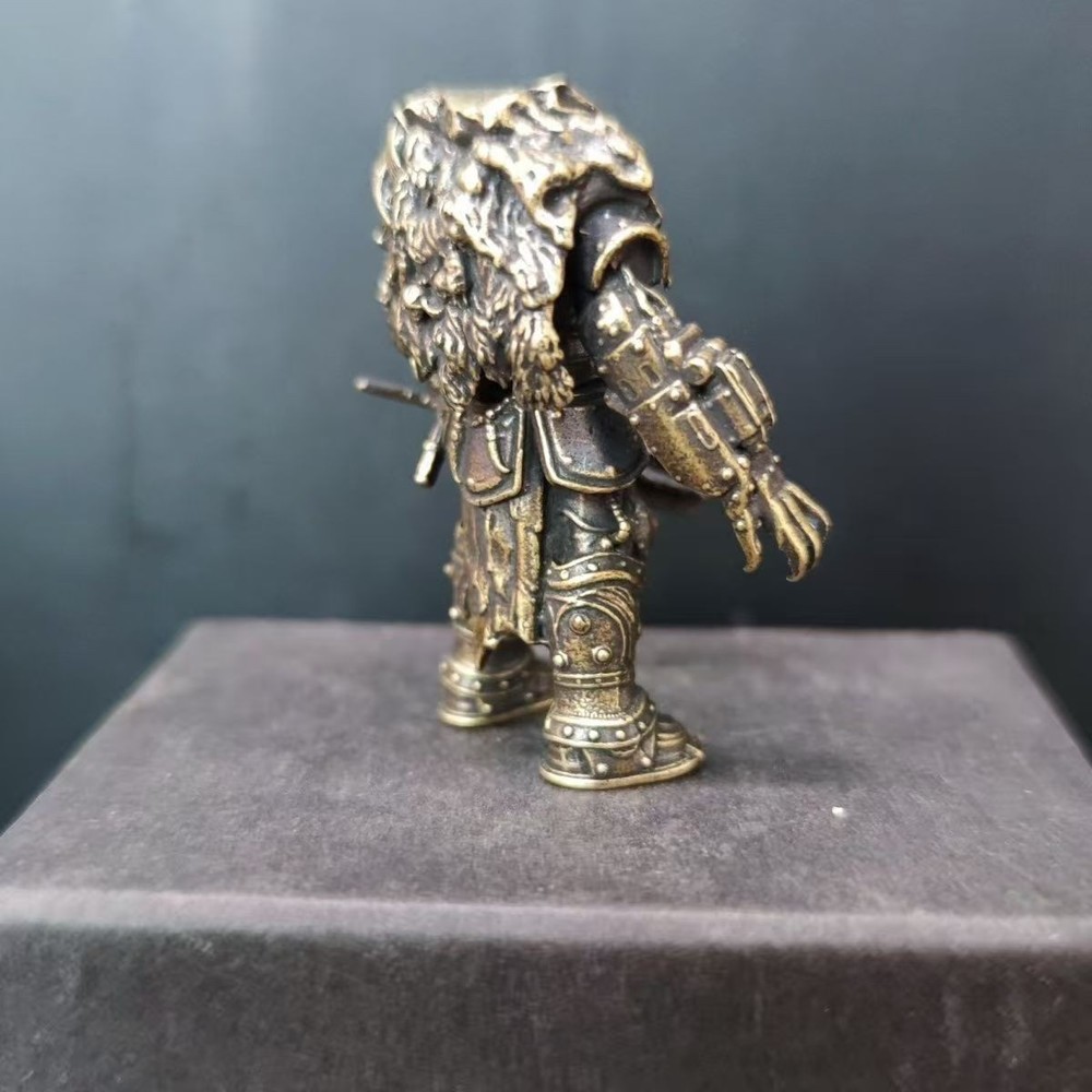 Black Solid Brass Soldier Man Knight Terminator Model Toy Statue