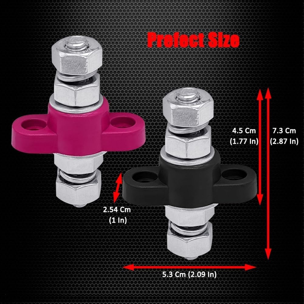 Stud Remote Battery Terminals 12V 250A, M10 Single Stud Battery Junction 3/8"