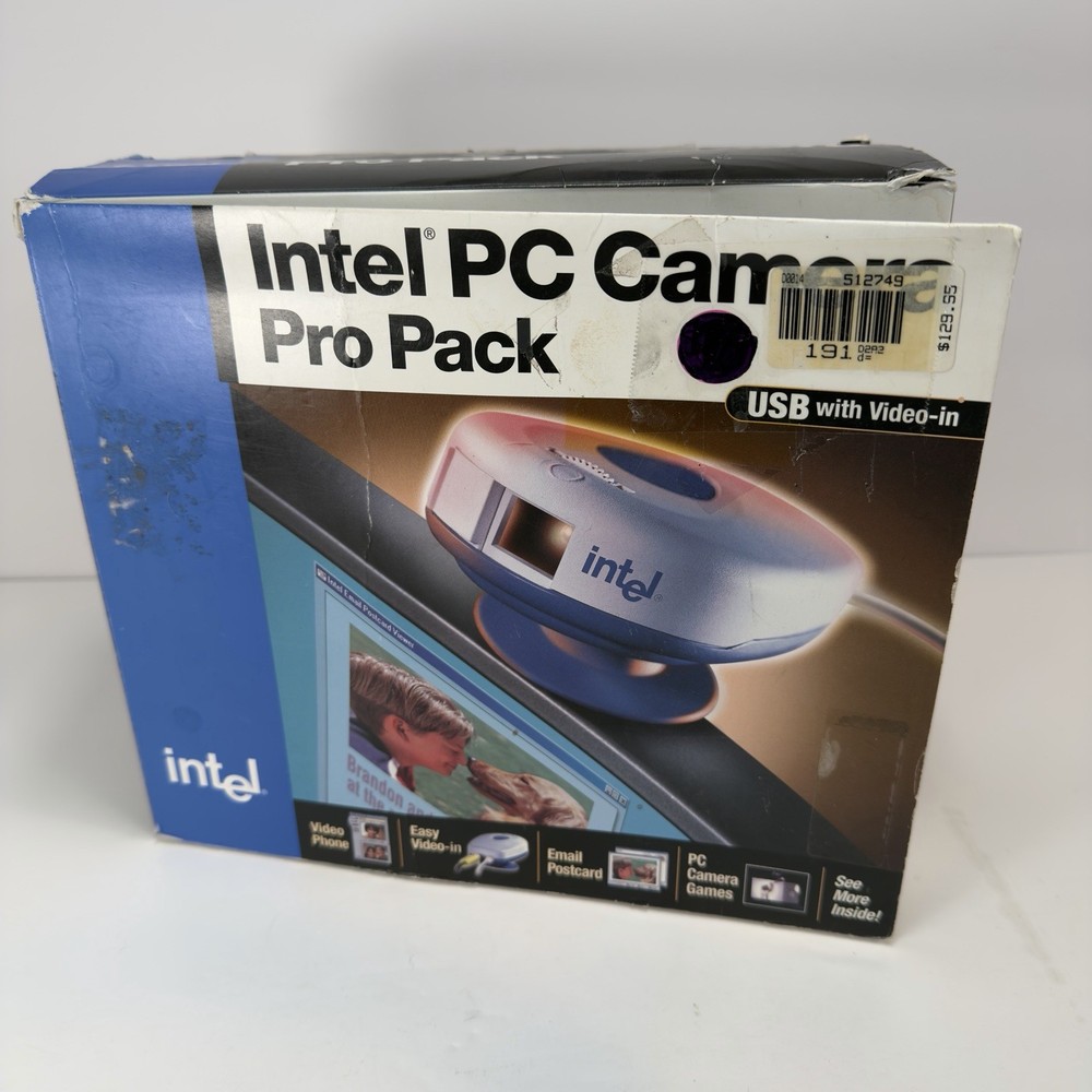 Intel PC Camera Pro Pack USB Video-In Complete Kit Boxed Vintage Webcam