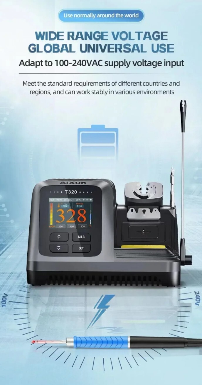 JCID AIXUN T320 Smart Soldering Station With T210 and T245, 2 Handles 6 Tips
