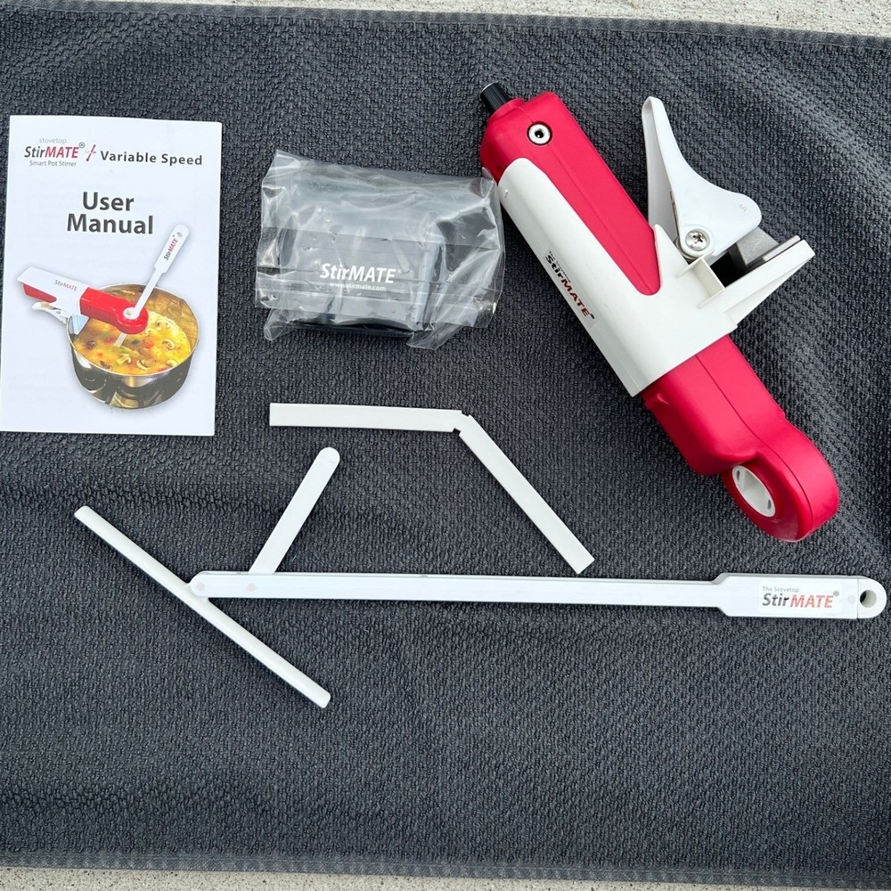 StirMATE Automatic Pot Stirrer Variable Speed Smart Hands Free Cooking Tool Red