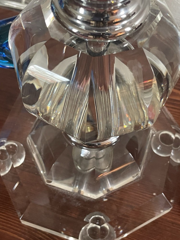Heavy Crystal & Chrome Table Lamp 31” (stunning)