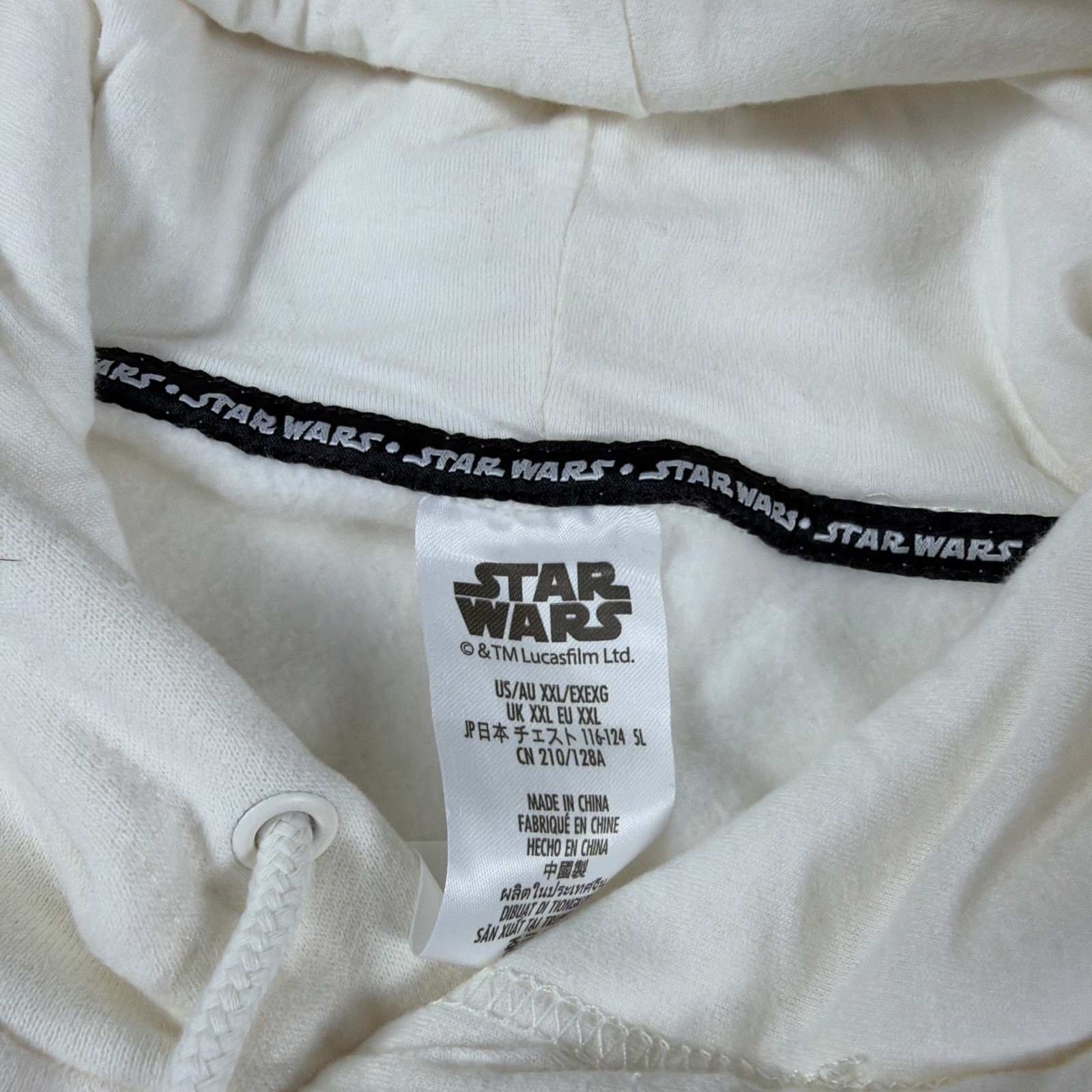 Disney Star Wars Embossed Logo Hoodie Cream Off-White Pullover Sweatshirt 2XL