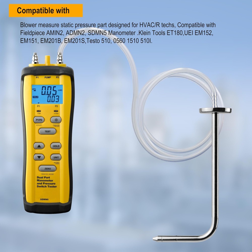 Manometer Probe Kit Compatible HVAC Digital Pitot Static Tube