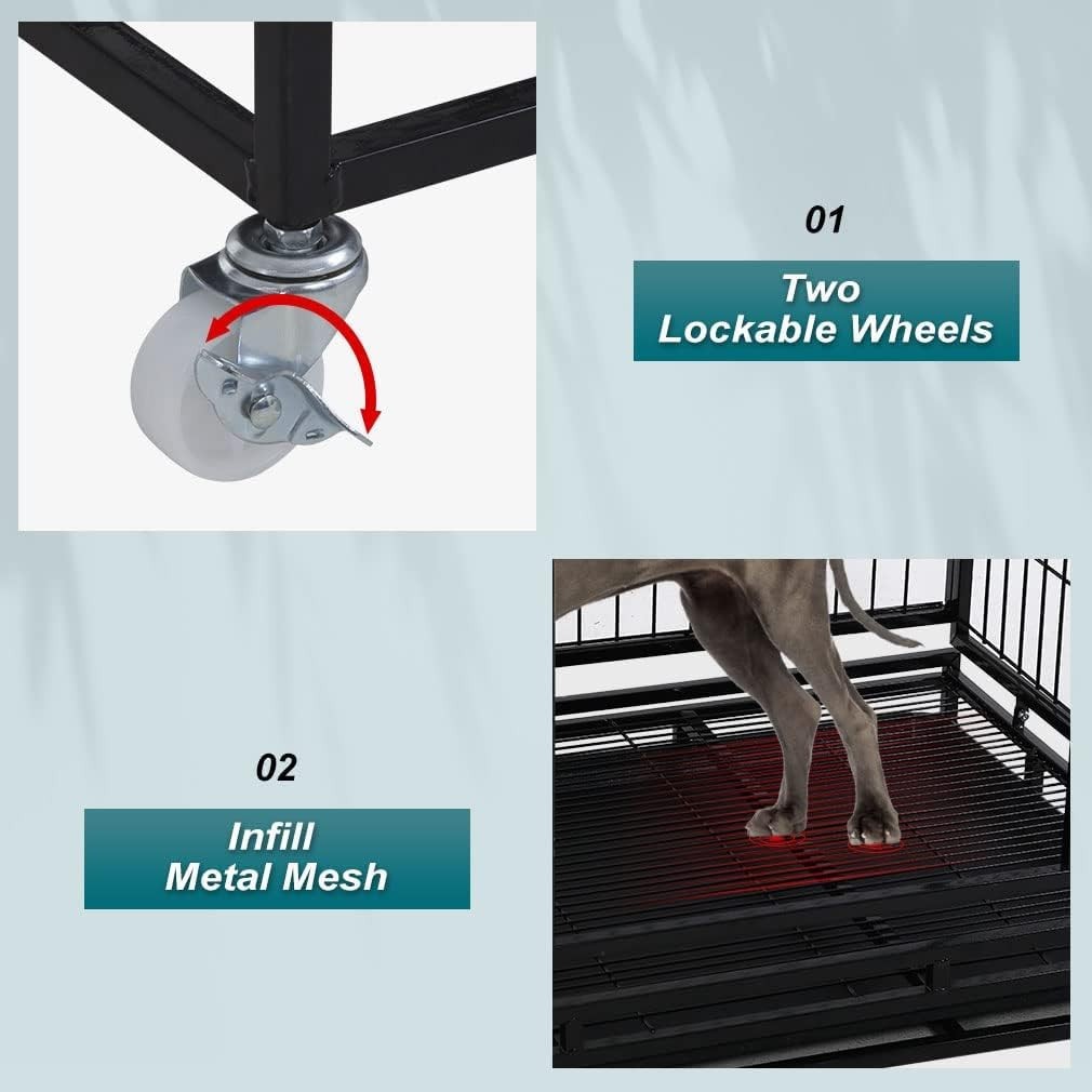 Heavy Duty Indestructible Dog Crate 49 Inch Dog Kennel Large Dog Cage