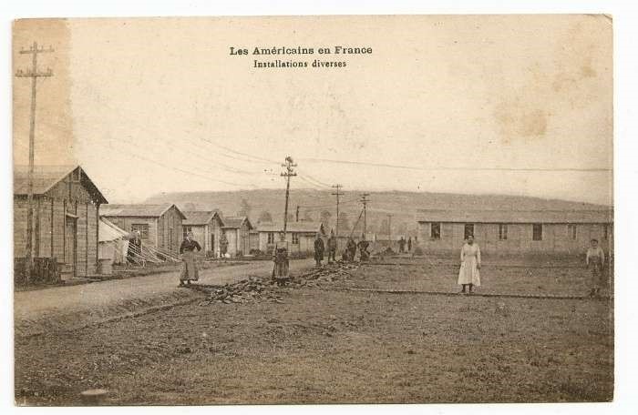 World War I Postcard Americans Troop Barracks in France