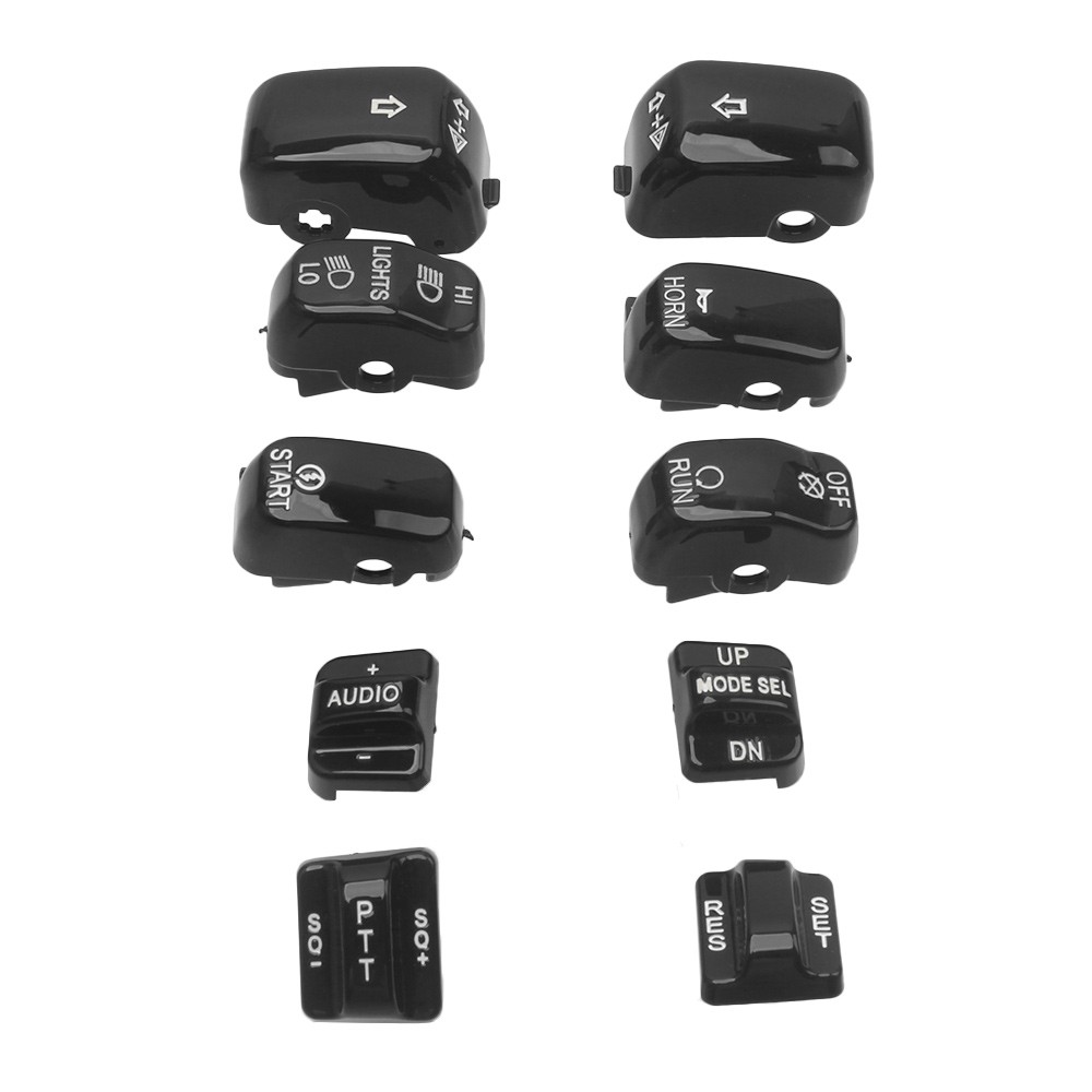 Black Mount Caps Hand Control Switch Button Covers For Harley Touring Road Glide