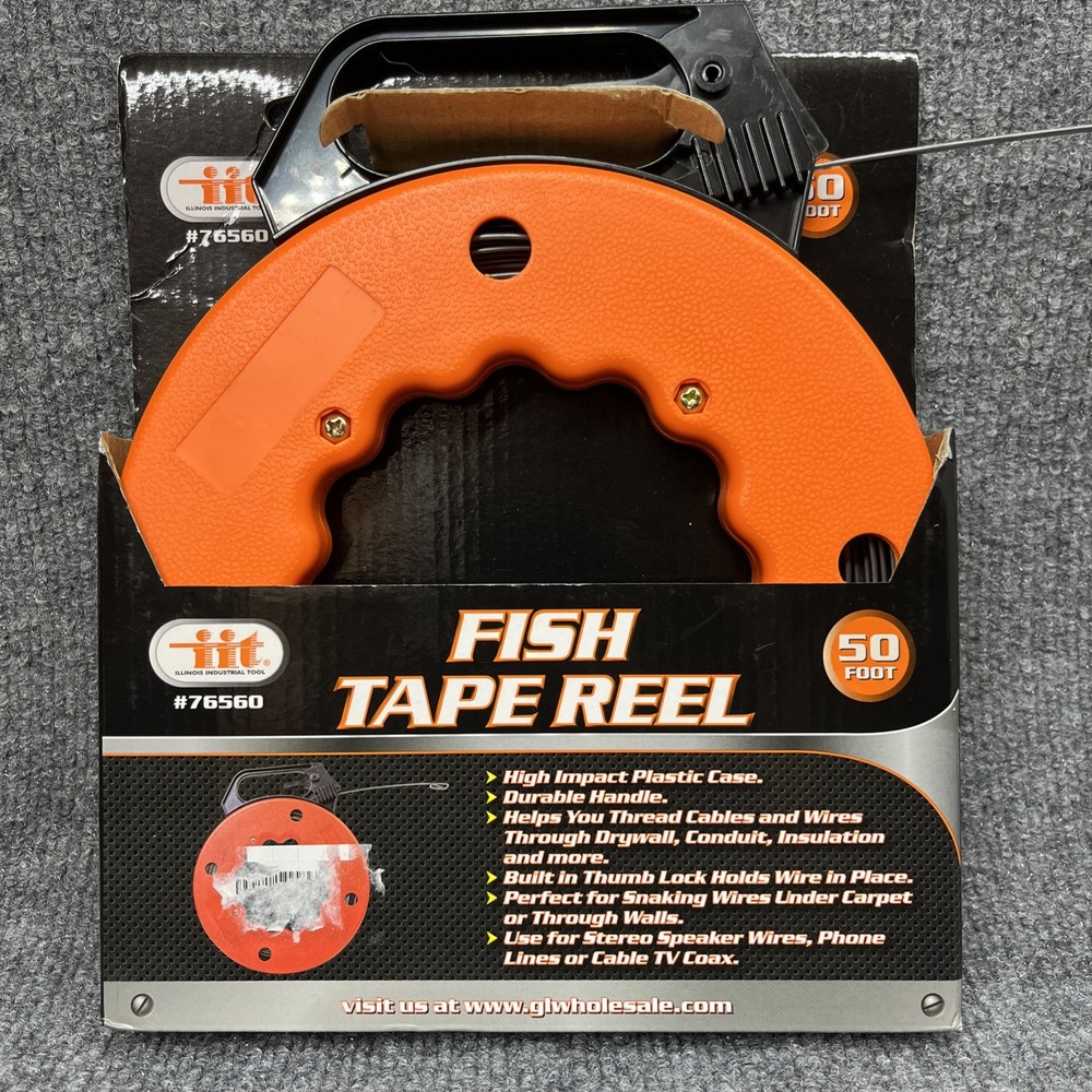 IIT Fish Tape Reel 50' Foot Cable & Wire Pulling Tool Home Electrical Tools