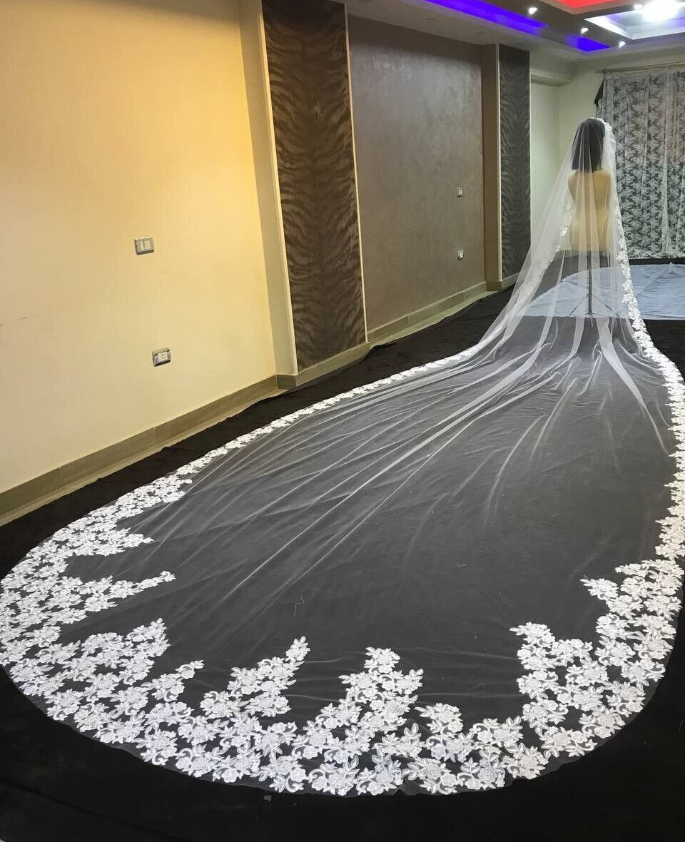 bridal veil lace edge 5 meters length 1 tier Embroidery lace veil