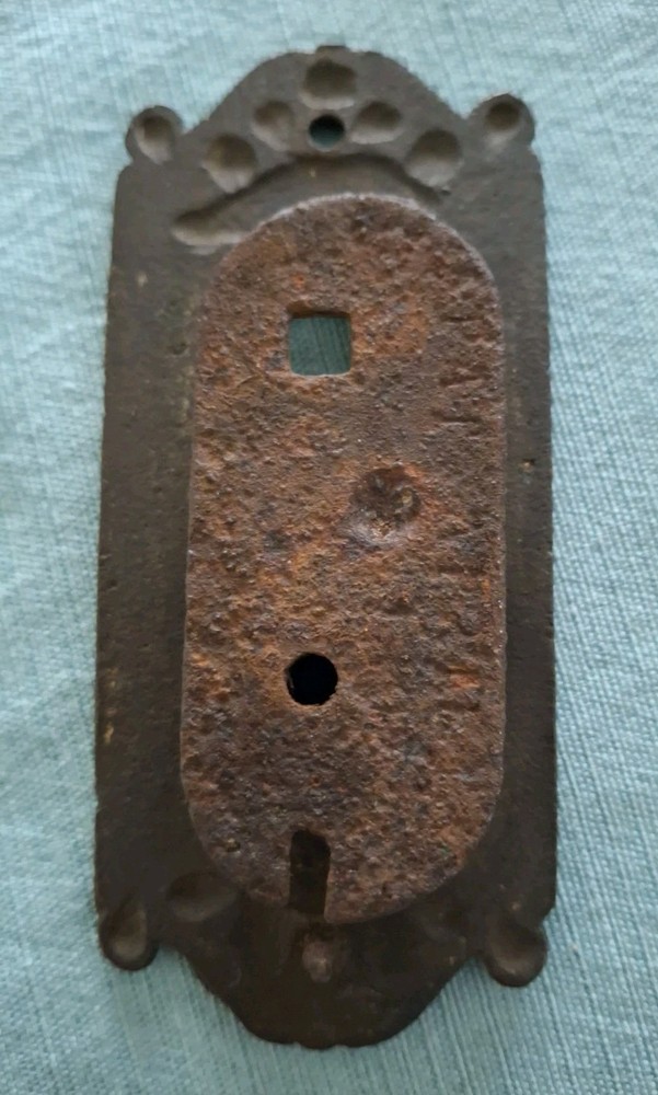 Victorian Baldwin Lock Plate & Handle, Ornate Cast Iron