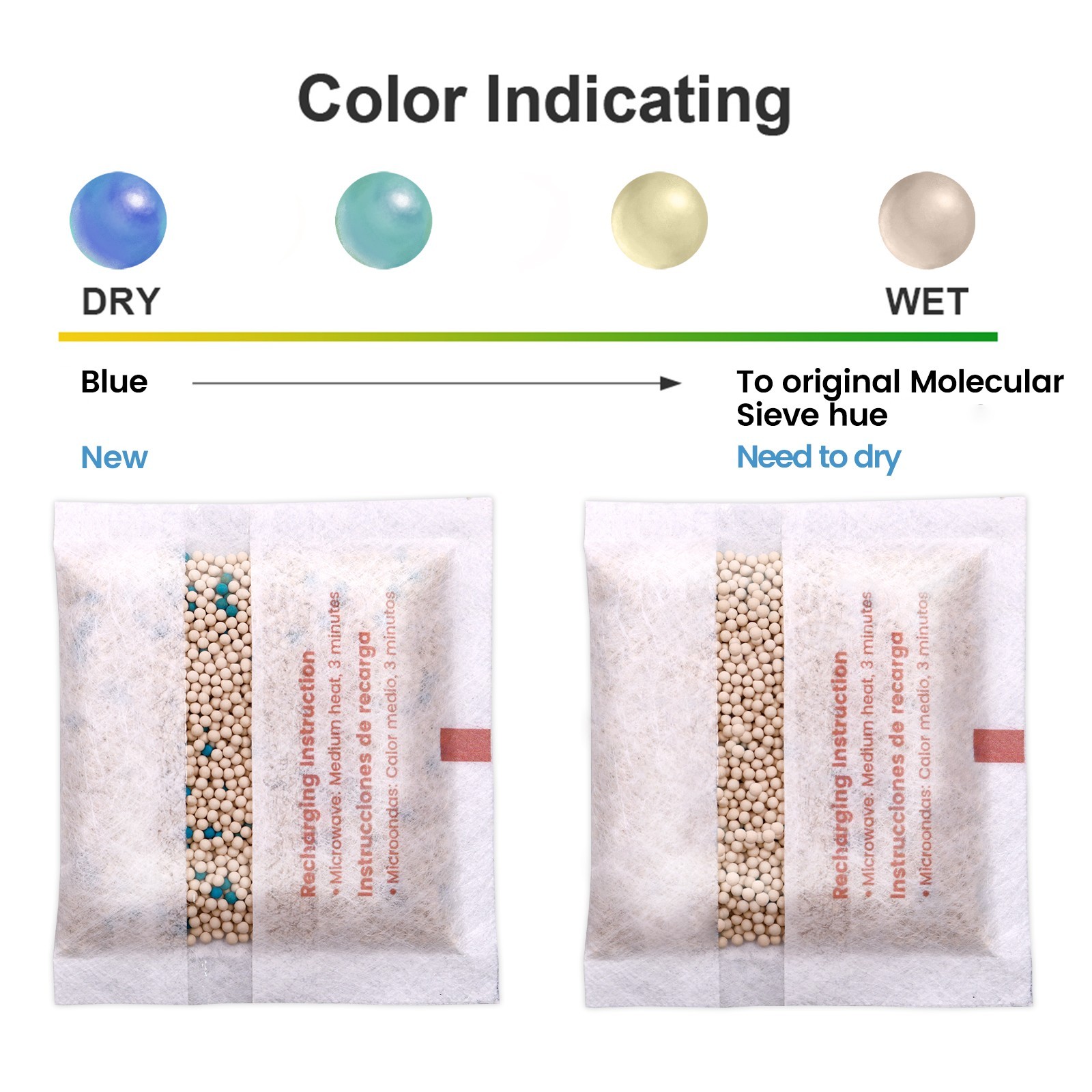 [5 Gram 50 Packages] Adsorbco Rechargeable Molecular Sieve Desiccant Packs