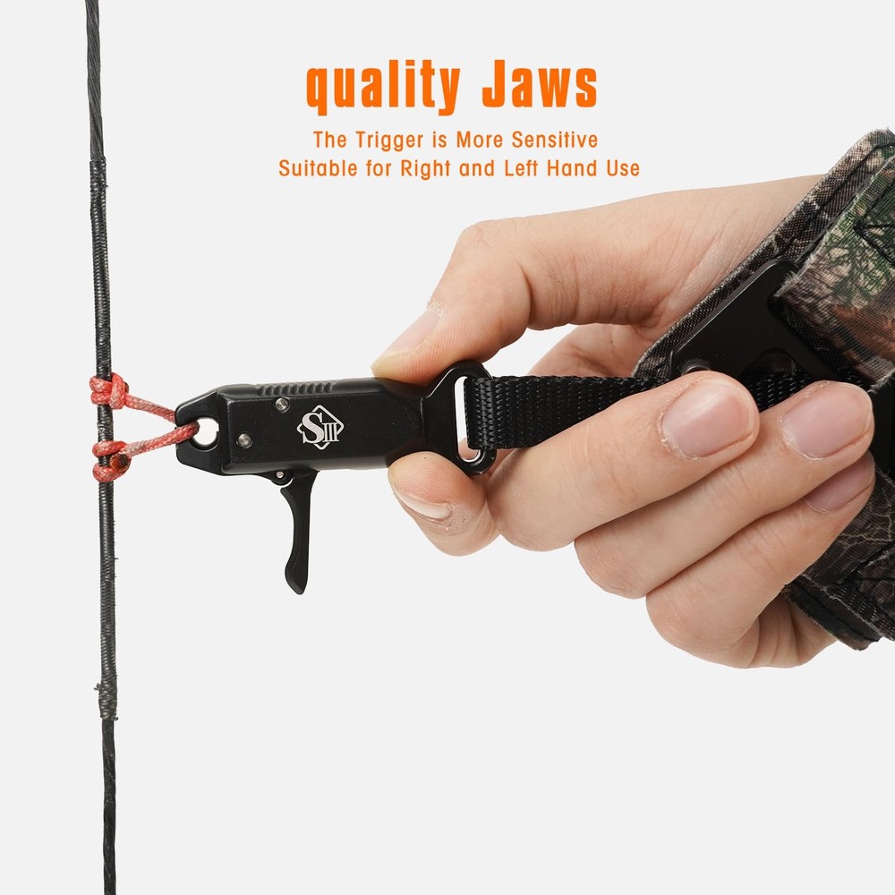 Archery Compound Bow Release Aids Trigger 360° Adjustable Wristband Release A...