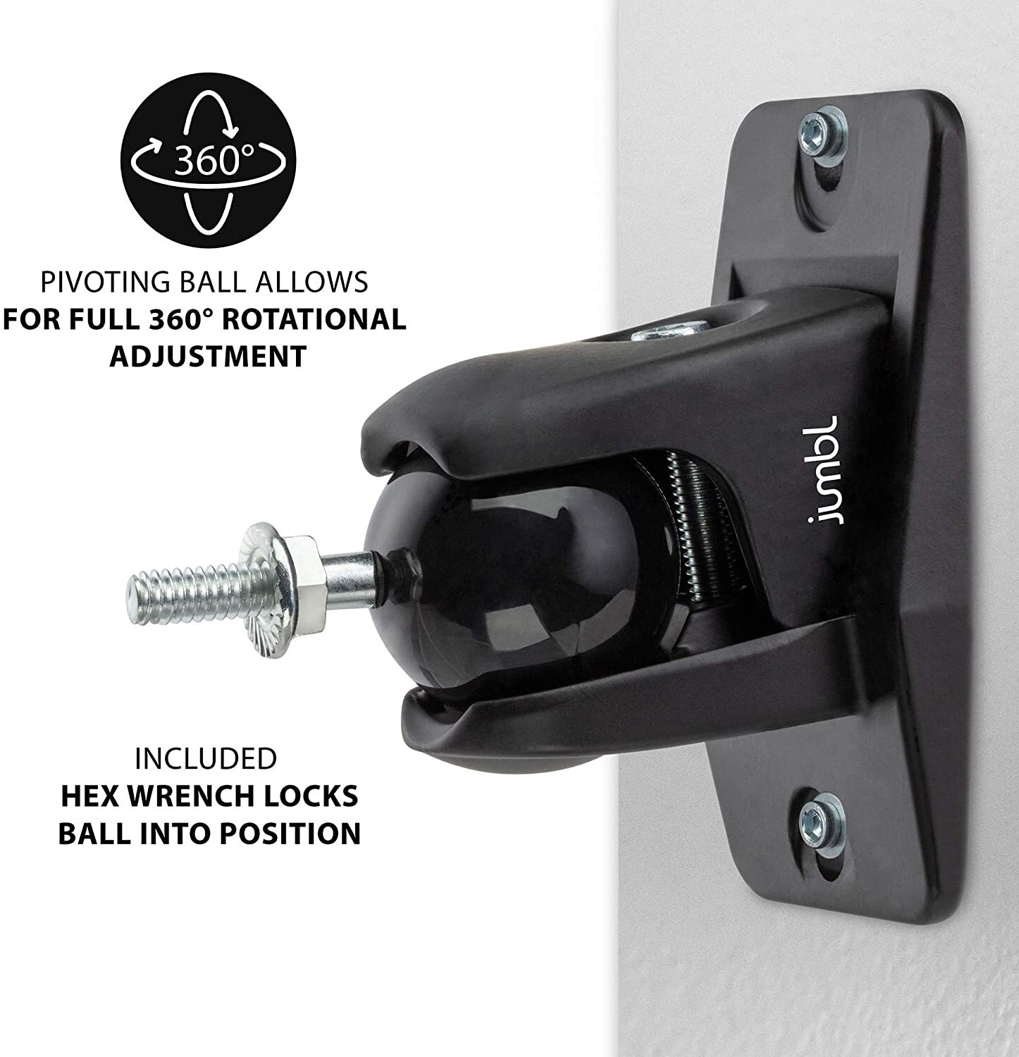 Jumbl, Stainless Steel Speaker Wall Mount Bracket, Pack of 2 (10 Lbs Max)