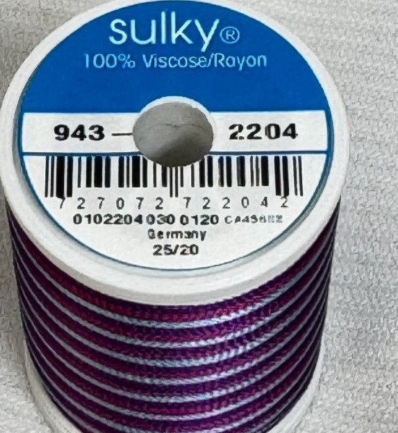 Sulky 40 wt rayon thread variegated Col.2204- 850 yard spools