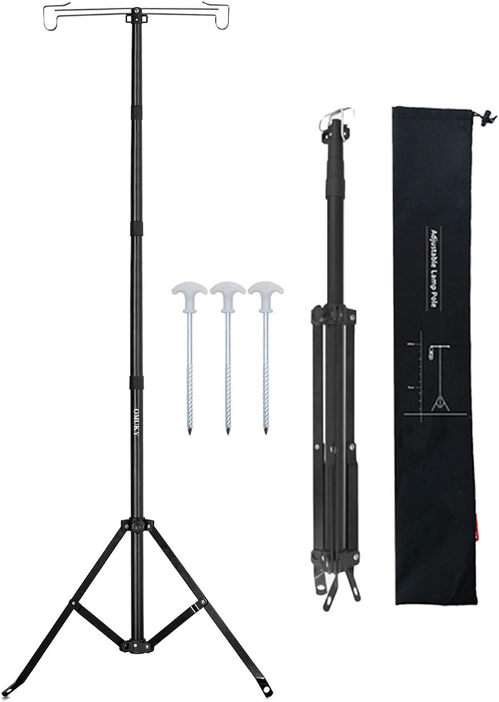 Adjustable Telescopic Lantern Stand for Outdoor Camping - Black