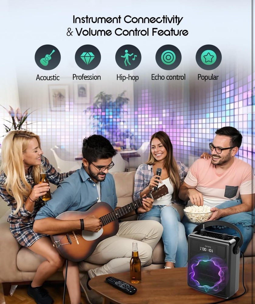 Voice Amplifier with Wireless UHF Microphone, Professional Portable Bluetooth