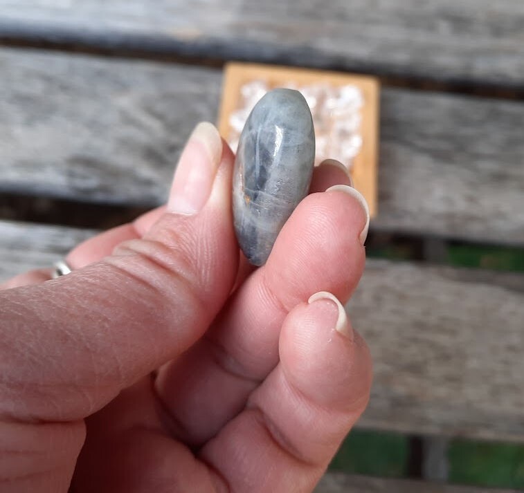 Labradorite Heart w/ Clear Quartz Set, Orange Flash, Transformation