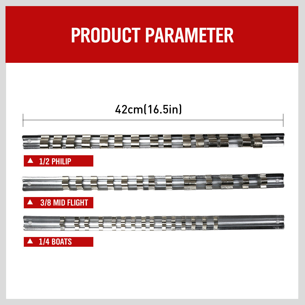 6 PCS Socket Rail Storage Holder Organizer Tray Set 1/2" 3/8" 1/4" Square NEW