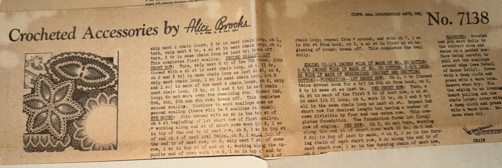 Choice~ Vintage Alice Brooks Original Crochet Patterns