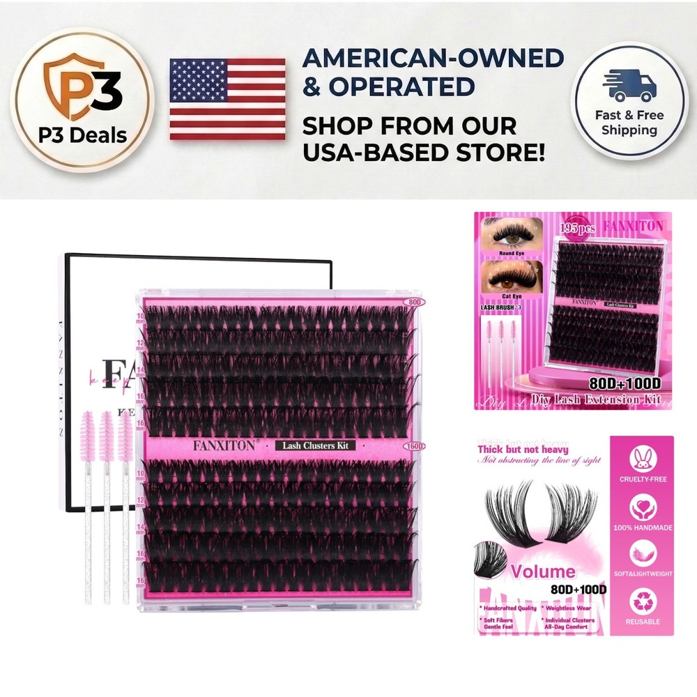 Effortless DIY Lash Extension Kit - 200 Volume Clusters D Curl for Beginners