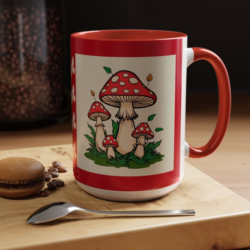 Coffee Cup Mushroom Accent Toadstool Design Mug