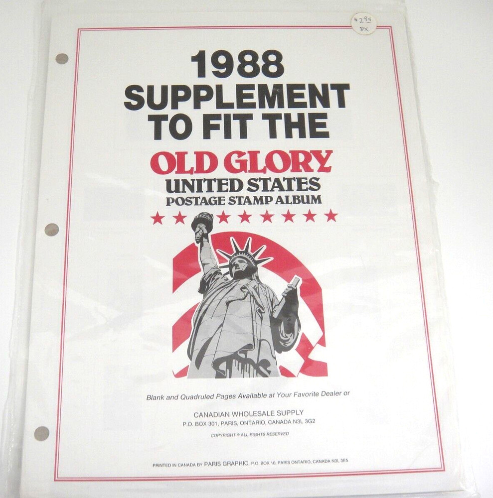 CWS Canadian Wholesale Old Glory  1988 US Postage Stamp Supplement NOS