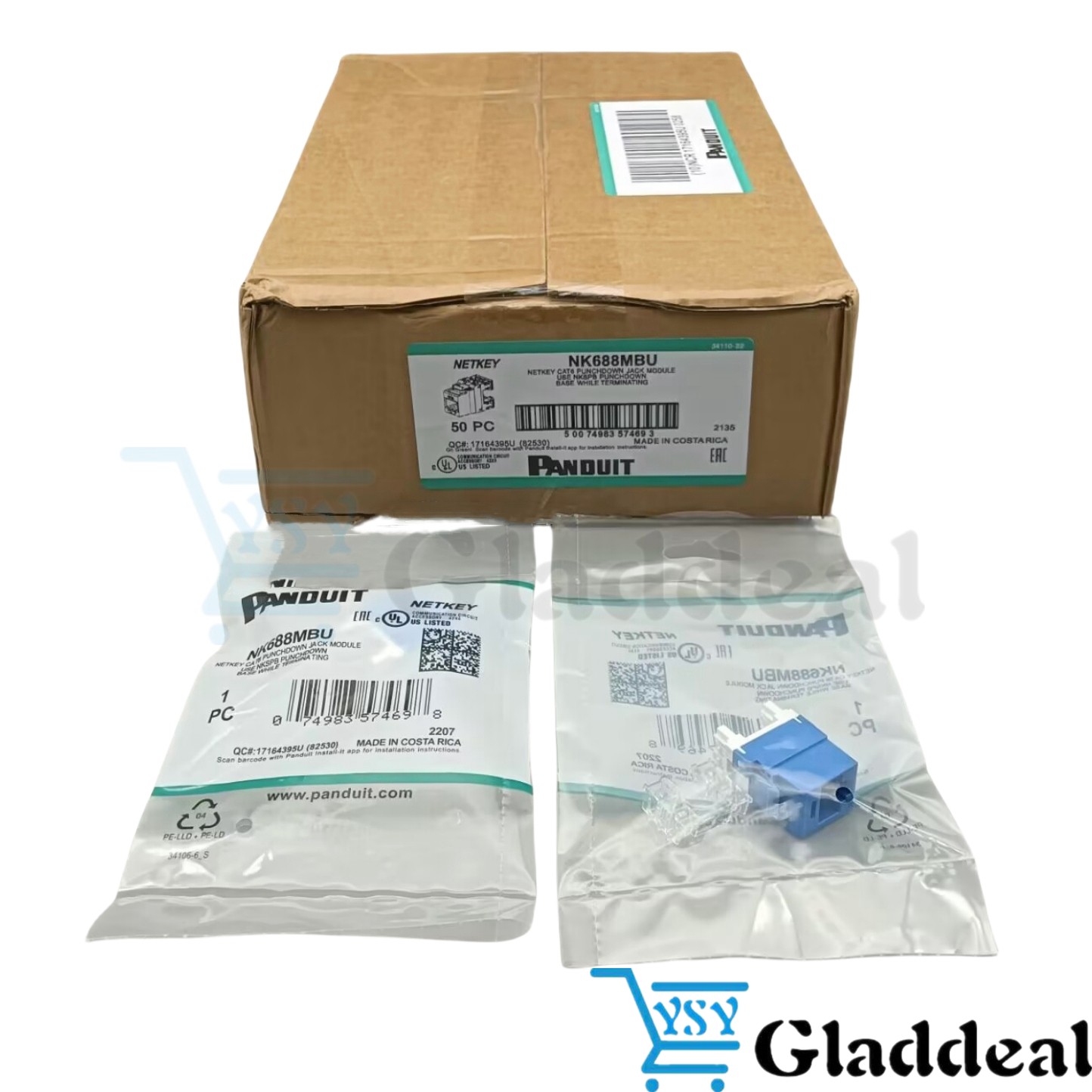 For Panduit NetKey NK688MBU Cat6 Keystone Jack Blue Module BOX OF 50