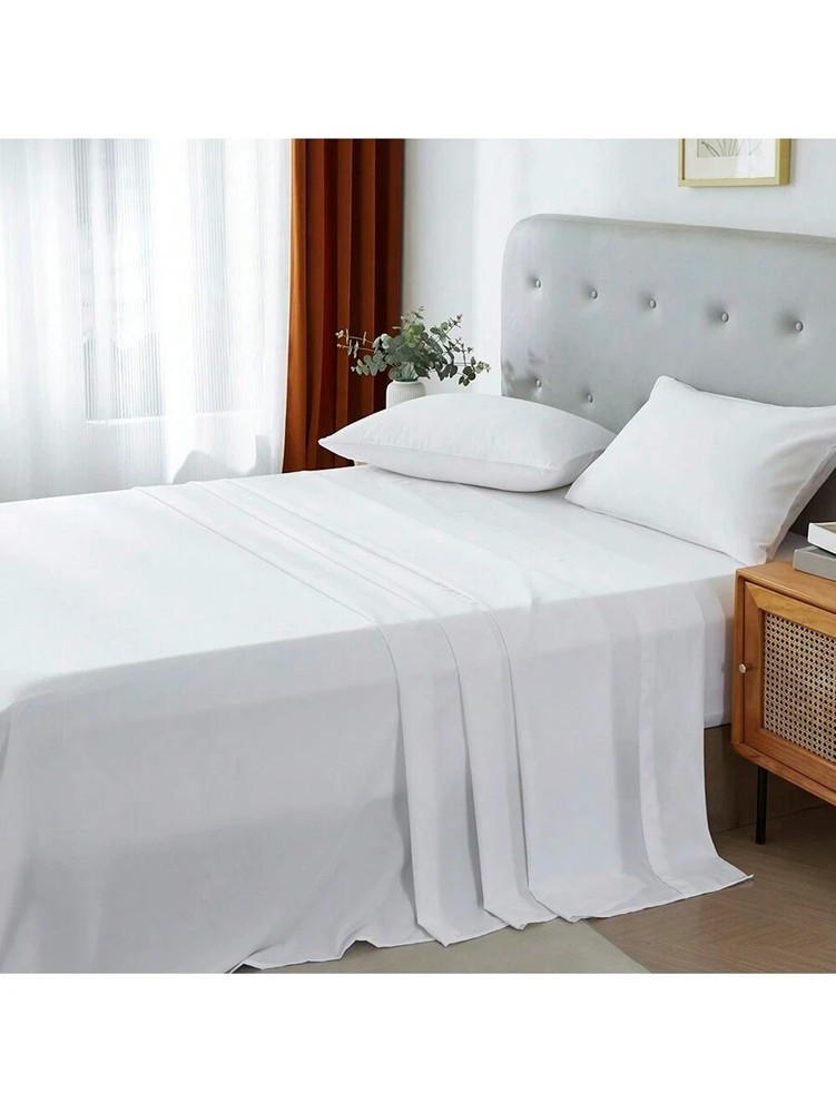 3/4 Piece Bed Sheet Soft Cooling Comfortable Breathable Bedding, White