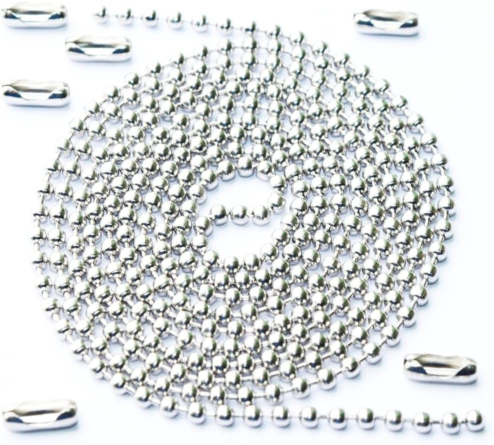 60 In Ceiling Fan Pull Chain Extension Silver 3mm Stainless Steel Ball Chain Set