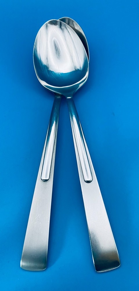 2 TWO Oneida CENTIGRADE Solid Serving Spoons 8 3/8" Stainless Flatware