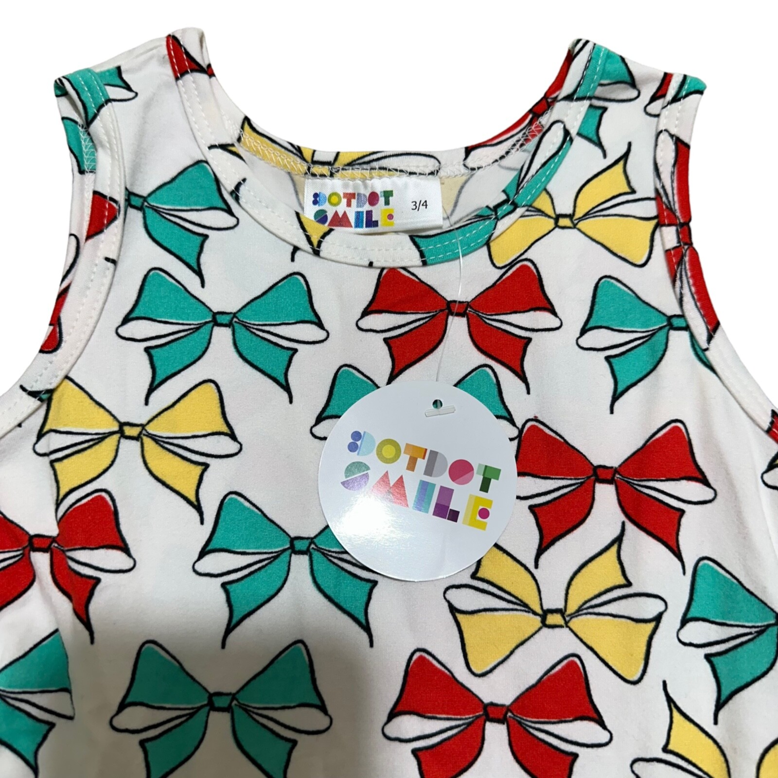 Dot Dot Smile NWT Toddler Girl’s Size 3/4 Bows Print Sleeveless Tank Twirl Dress