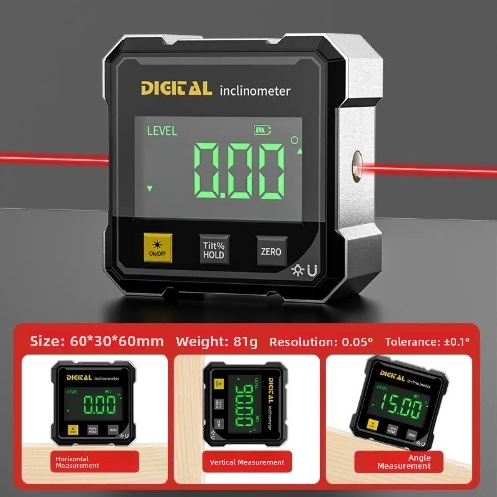Digital Angle Finder with Electronic Laser 4-Side Magnetic Angle Gauge US