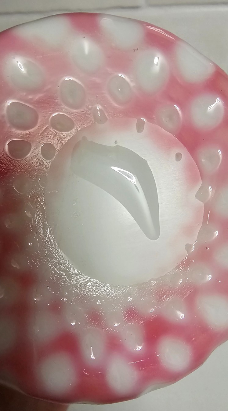 EAPG Victorian Glass Opaque Pink White Lattice Pitcher Jug