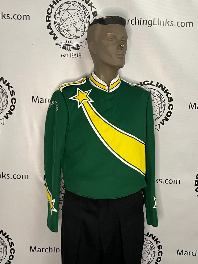 Green, Yellow & White Marching Band Jacket Size 37 Regular - Authentic