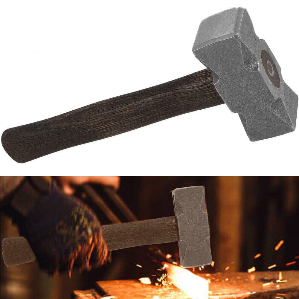 2.2LB Forging Square Hammer w/ Double Faces for Farrier Bladesmithing Blacksmith