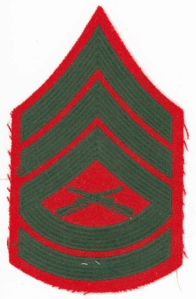 USMC Marines Gunnery Sergeant E7 Red Green Chevron Patch