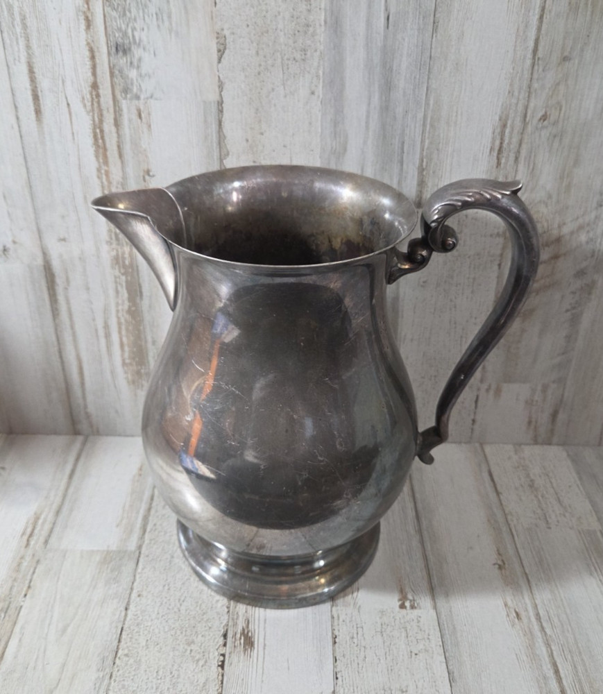 Vintage Crescent Silver Plated Pitcher Natural Tarnished