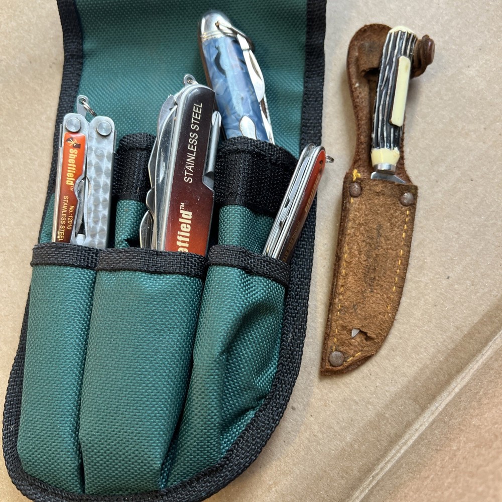 Sheffield Multi Tool pocket knife Flash Light Carrying Pouch Belt Loop