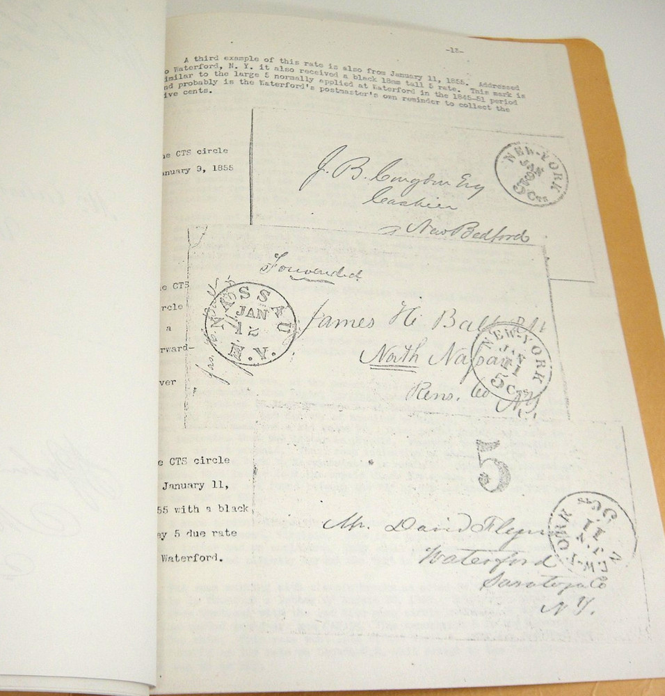 New York Clamshells and Ovals Markings 1851-1855 Unpaid Rate Marks Calvet Hahn