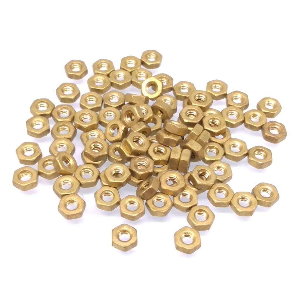 100pcs M2 Solid Brass Full Hex Nuts For Bolts and Screws