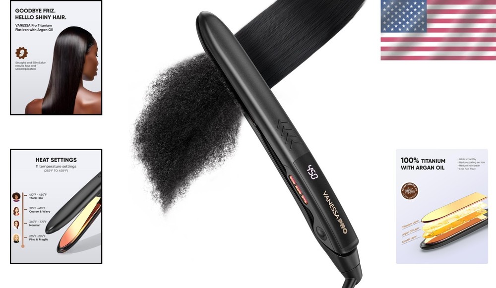 Versatile Titanium Flat Iron - Curl & Straighten