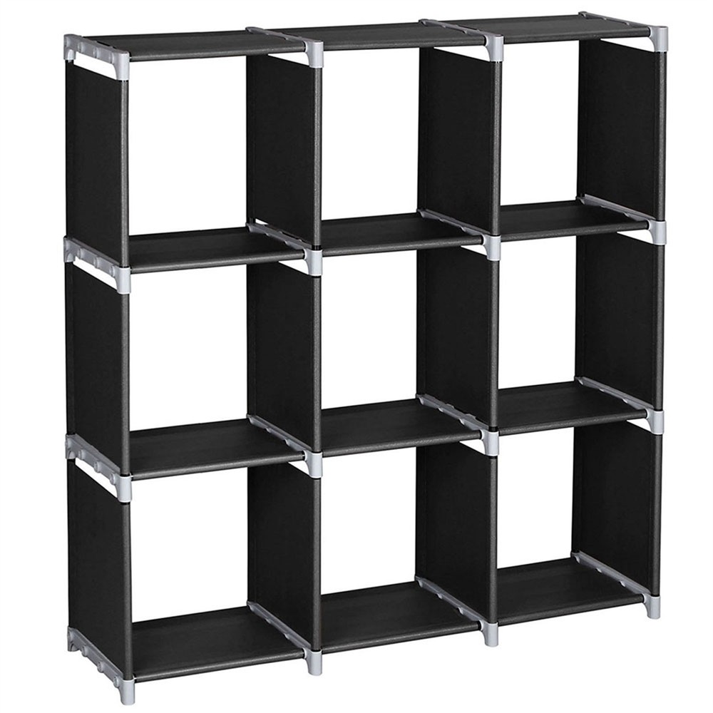 3 Tiers 9 Compartments Storage Shelf Cube Multifunctional Assembled Black NEW
