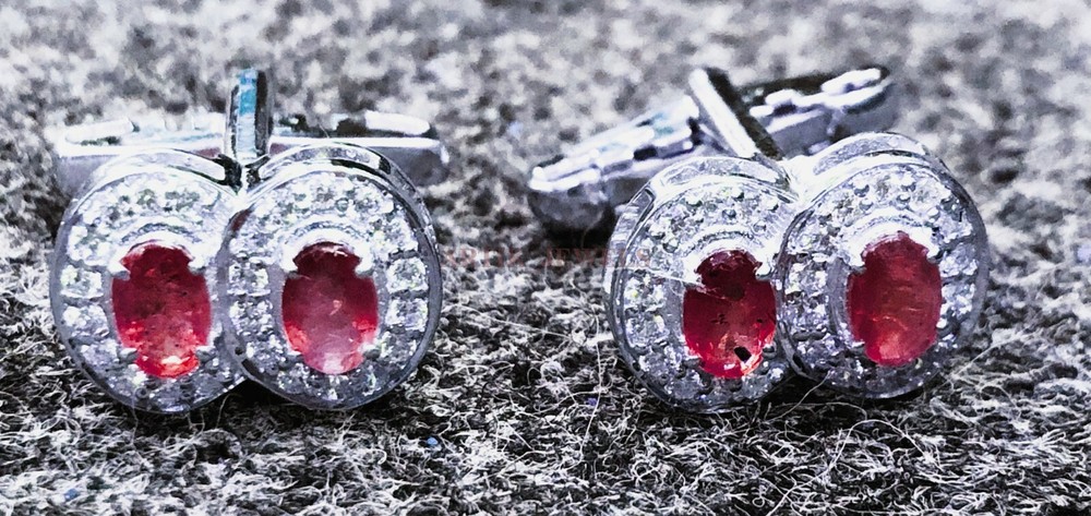 Heated Ruby Gemstone with 925 Sterling Silver Cufflink #2549