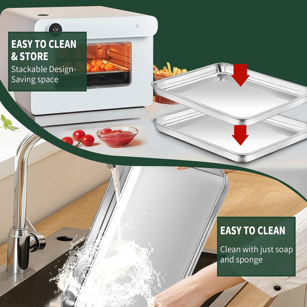 Quarter Sheet Pan with Cooling Rack Set [2 Baking Sheets + 2 Baking Racks]