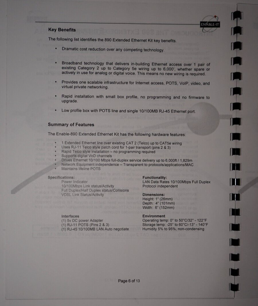 ENABLE-IT 890 LRE Ethernet Extender Pair - LRE