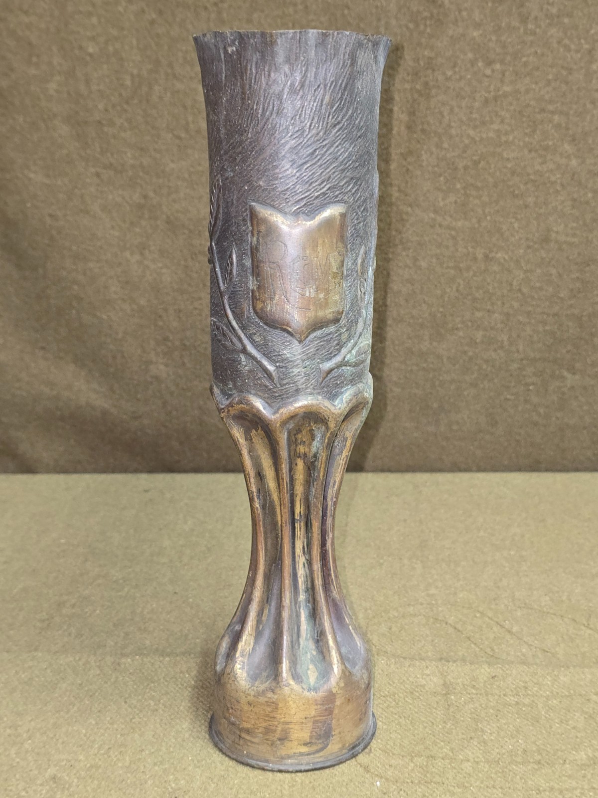 WWI Trench Art Vase Marked Reims