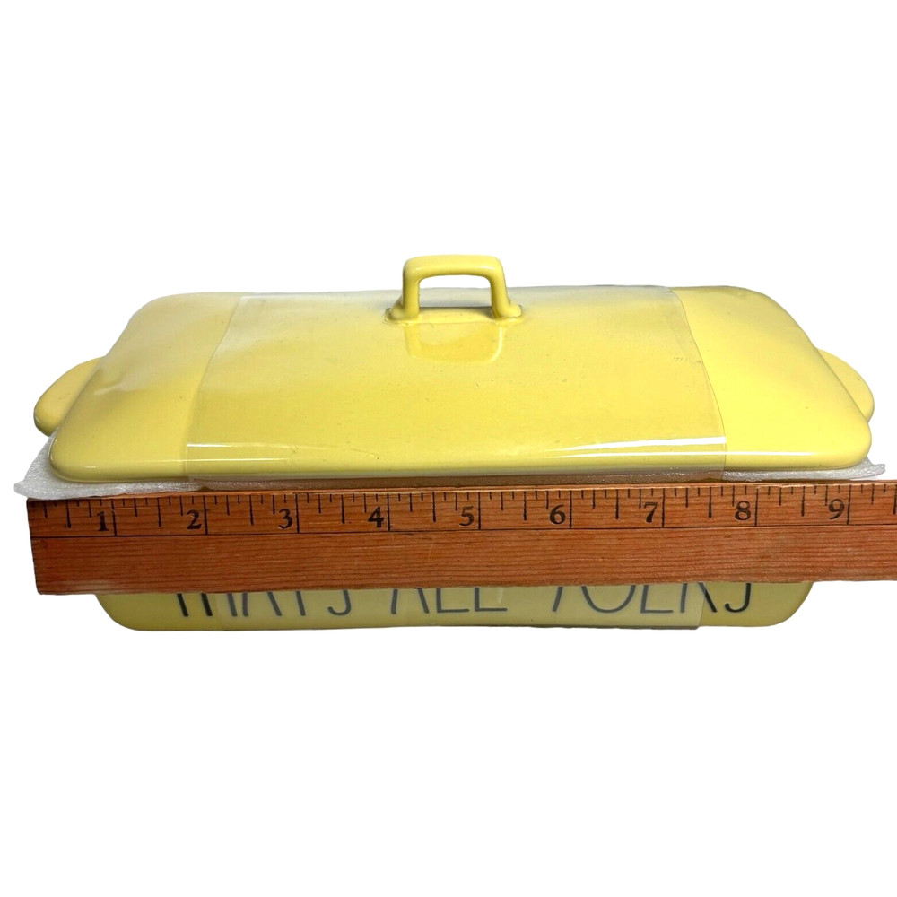 Rae Dunn "THAT'S ALL YOLKS" Easter Serving Dish Yellow 9" Casserole Deviled Eggs