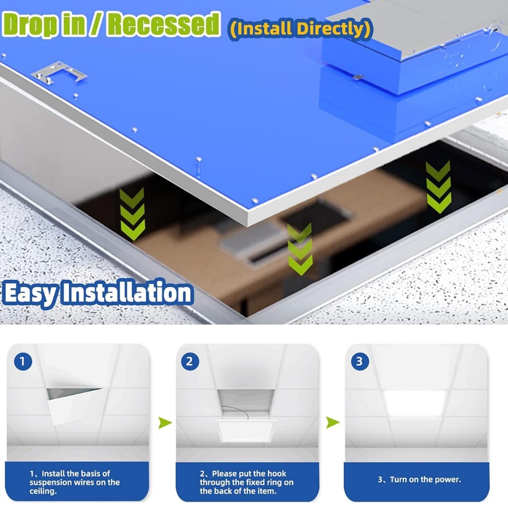 4 Pack 2X2 LED Panel for Drop-in Ceiling,45W 0-10V Dimmable Flat Backlit Fixture